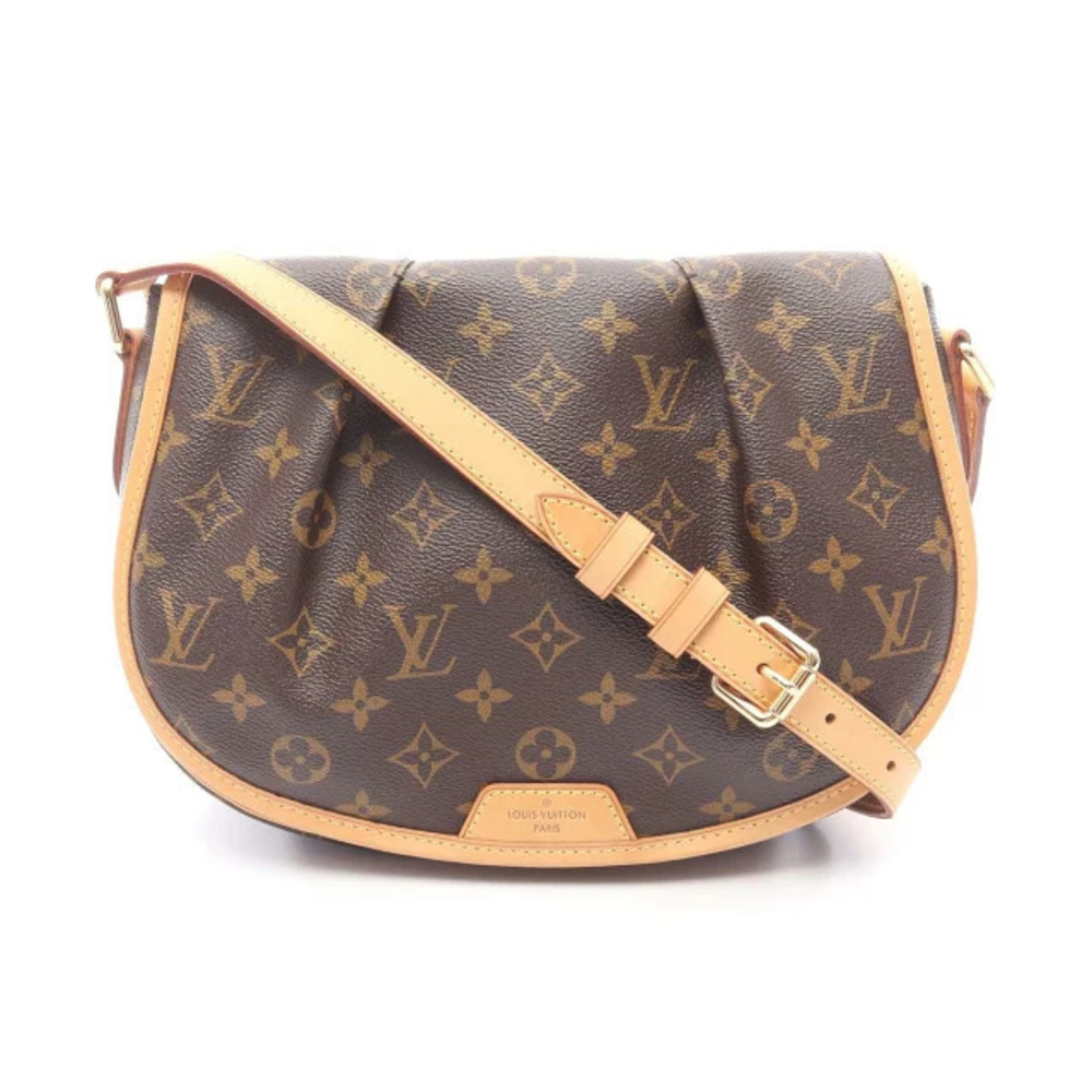 Louis Vuitton Menilmontant Shoulder Bag Canvas Leather Monogram Brown